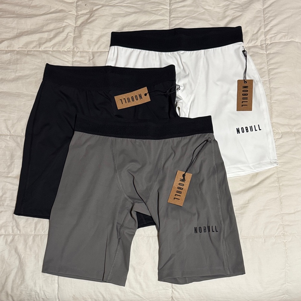 Nobull Men's Compression Short - Black, Gray, & White. From 2023 CrossFit Games